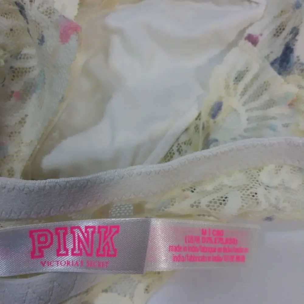 Victoria’s Secret PINK Cream Floral Halter Bralette Size M
